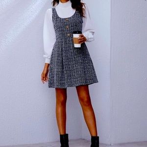 tweed pinafore dress - SHEIN
